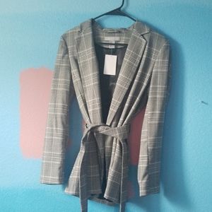 Open Front Glen Plaid Blazer